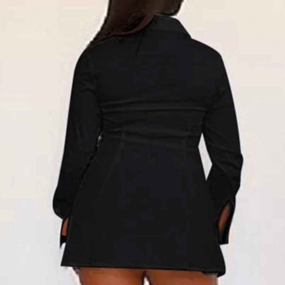 New! Sleek Black Button-Down Statement Dress | Large-Black ONLY*Last One Left! - Picture 4 of 9
